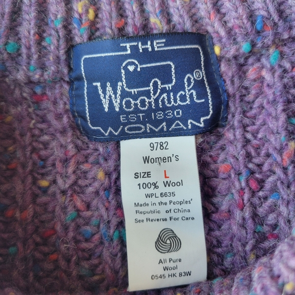 Woolrich Vintage Wool Speckled Purple Knit Crewneck Pullover Sweater Womens LRG - Picture 5 of 5